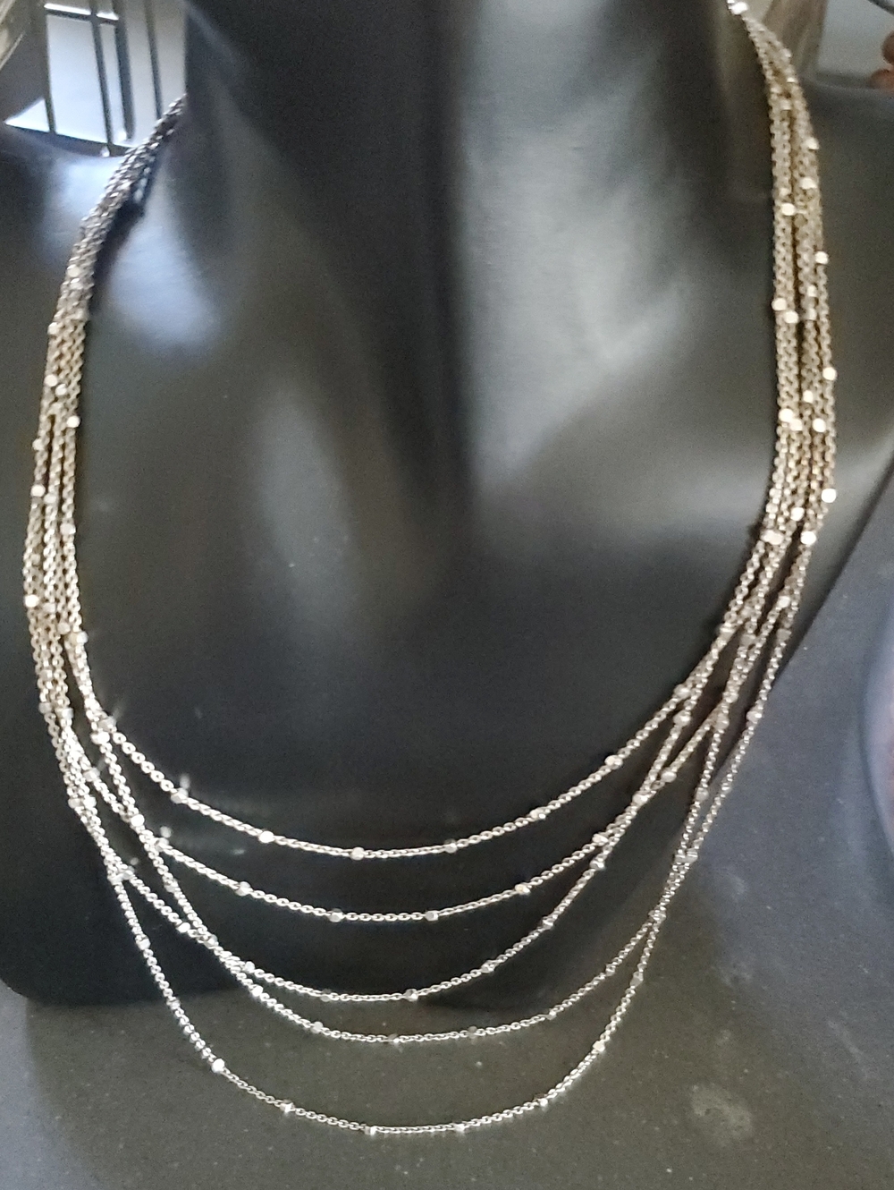 NWOT Dyadema Sterling Silver Delicate Layered Necklace with Solid 3d Circles